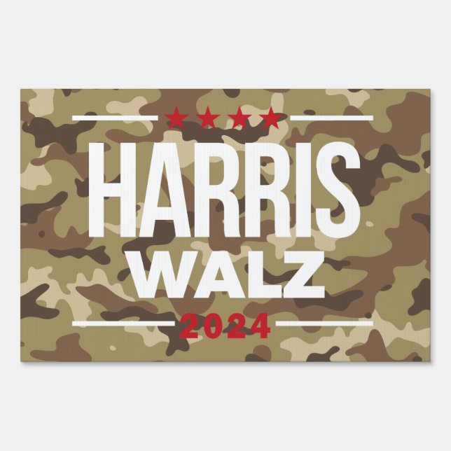 Camouflage Harris Walz 2024 Midwest Dad Sign (Front)