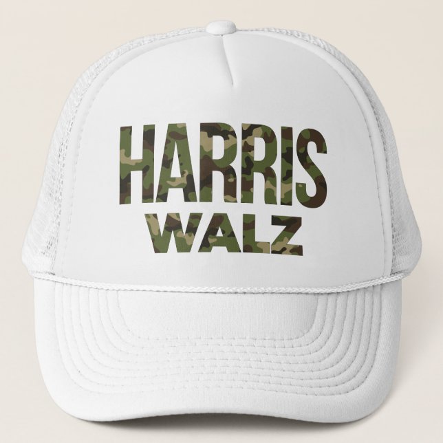 Camouflage Harris Walz Trucker Hat (Front)