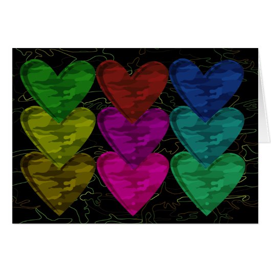 Camouflage Heart Pattern of Colors Card (Front Horizontal)