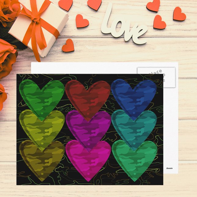 Camouflage Heart Pattern of Colors Postcard (Camouflage Heart Pattern of Colors Postcard)
