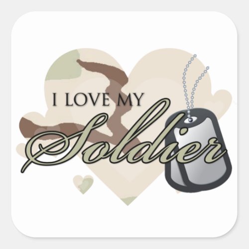 Camouflage Heart Square Sticker