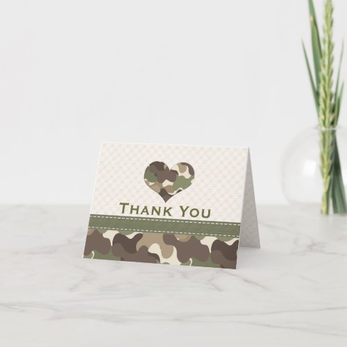 Camouflage Heart Thank You Note Cards