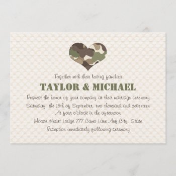 Camouflage Heart Wedding Invites by OccasionInvitations at Zazzle