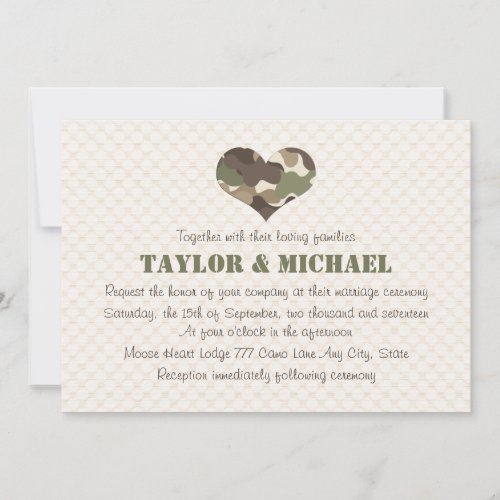 Camouflage Heart Wedding Invites