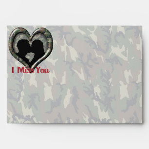 Camouflage Heart with Kissing Couple Miss You Envelope