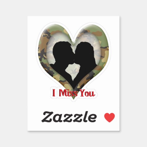 Camouflage Heart with Kissing Couple Miss You Sticker