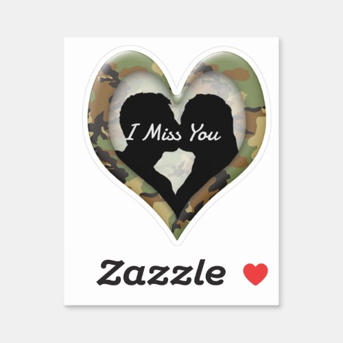 Camouflage Heart with Kissing Couple Miss You Sticker