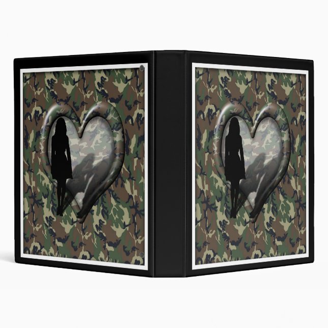 Camouflage Heart - Woman Missing Man 3 Ring Binder (Background)