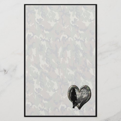 Camouflage Heart _ Woman Missing Man wText Stationery