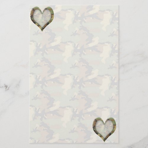 Camouflage Hearts _ Missing You Stationery