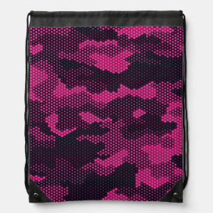 Camouflage hexagonal, military texture background drawstring bag