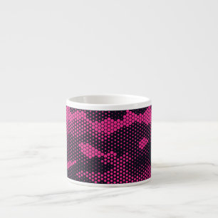 Camouflage hexagonal, military texture background espresso cup