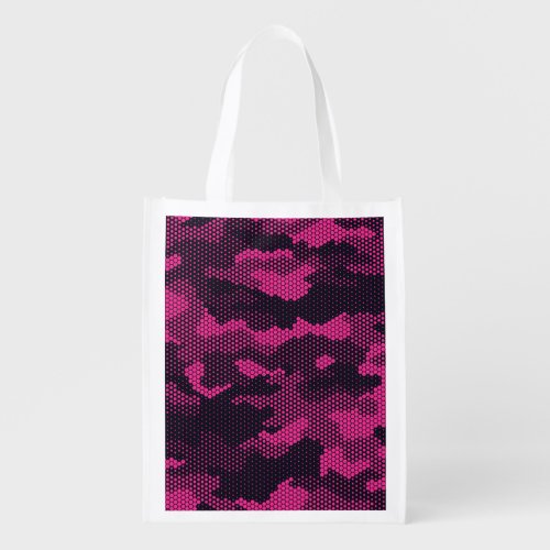 Camouflage hexagonal military texture background grocery bag