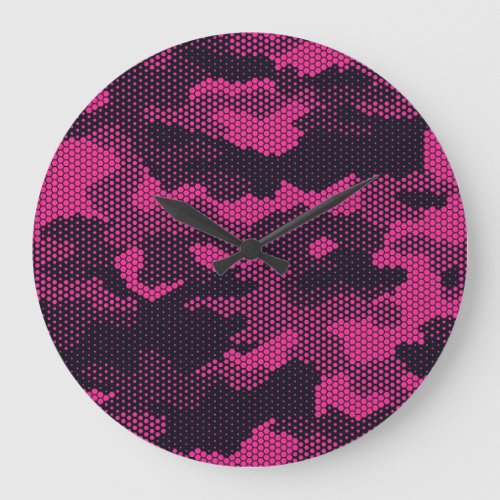 Camouflage hexagonal military texture background large clock