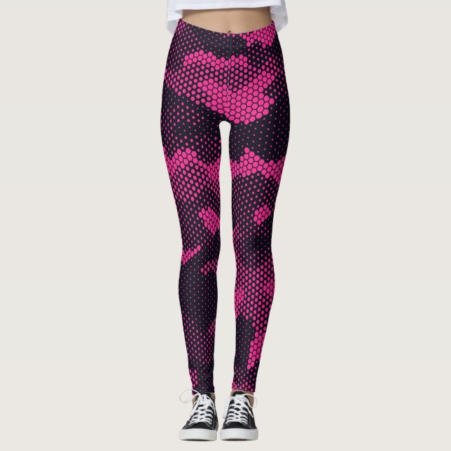 Camouflage hexagonal, military texture background leggings (Front)