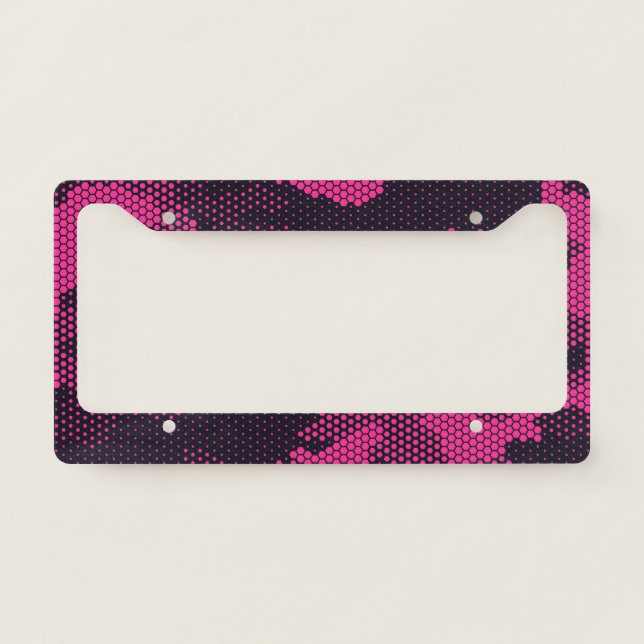 Camouflage hexagonal, military texture background license plate frame (Front)