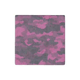 Camouflage hexagonal, military texture background stone magnet