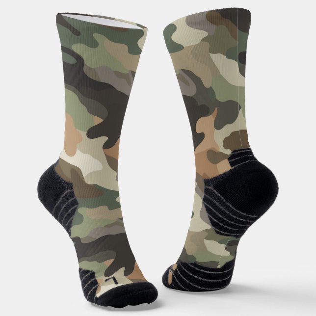 Camouflage High-Performance Athletic Crew Socks (Angled)