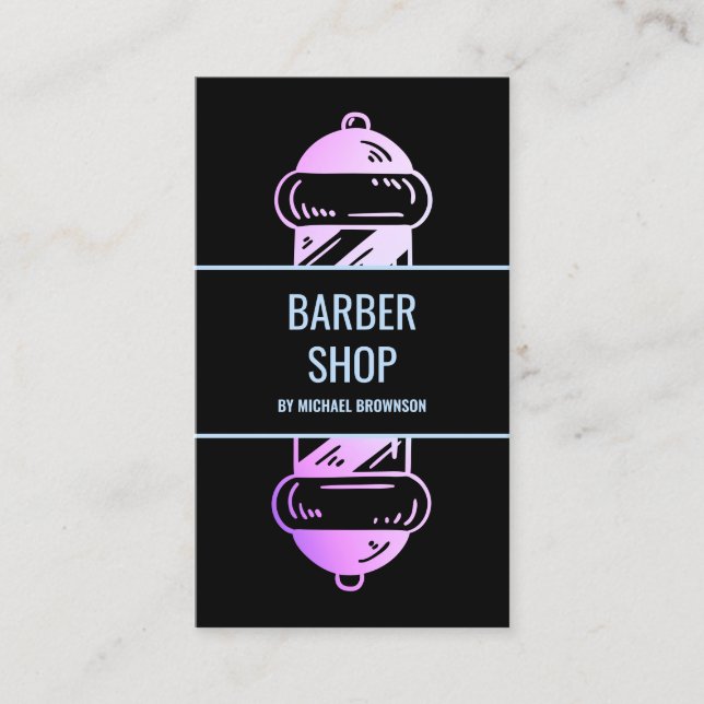 Camouflage Holographic Pink Purple Barber Pole Business Card (Front)
