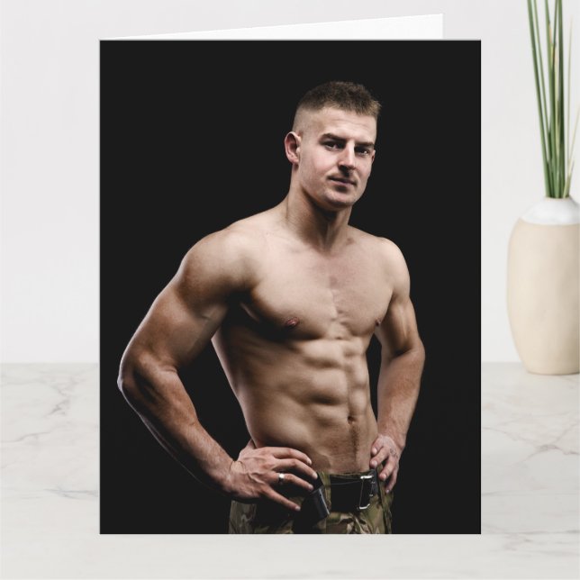 Camouflage Hot Guy Greetings Card (Front)