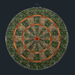 Camouflage Hunter Green Orange Dartboard<br><div class="desc">This hunting themed dartboard has a green and brown camo pattern and alternating shades of orange. This is a great game board for outdoorsmen,  hunters and men with camouflage-themed man caves. See more variations in our store!</div>