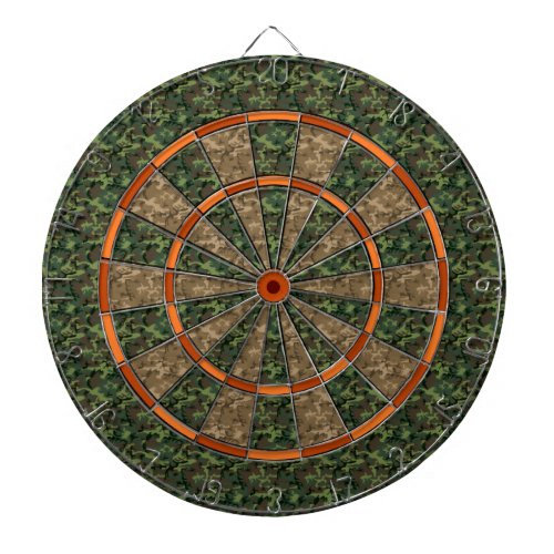 Camouflage Hunter Green Orange Dartboard