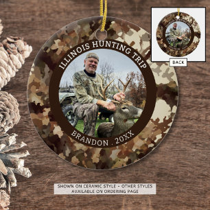 Camouflage Hunter One Photo Personalized Ceramic Ornament