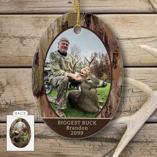 Camouflage Hunting 2 Photos Personalized Ceramic Ornament