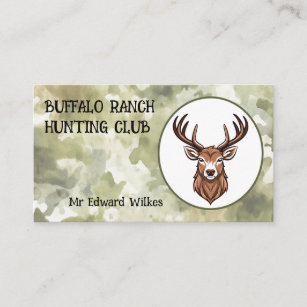 Camouflage Hunting Club Stag's Head  Business Card