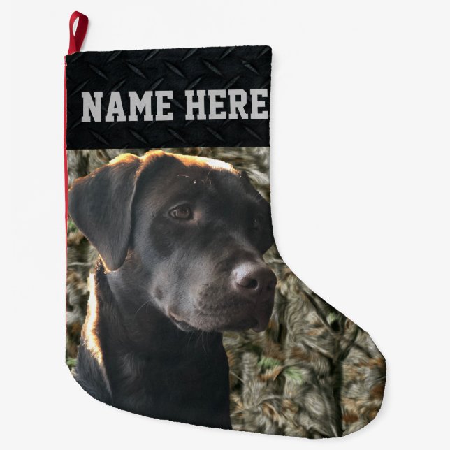 Camouflage Hunting Dog Pet or Hunter Large Christmas Stocking (Front)
