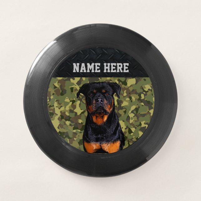 Camouflage Hunting Dog Pet Rottweiler Rottie Cute Wham-O Frisbee (Front)