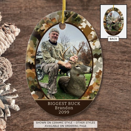 Camouflage Hunting One Photo Custom Personalized Ceramic Ornament