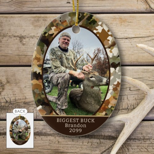 Camouflage Hunting One Photo Custom Personalized Ceramic Ornament