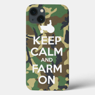 Camouflage Keep Calm and Farm On iPhone 13 Case