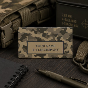 Camouflage Khaki Black Company Name Business Card