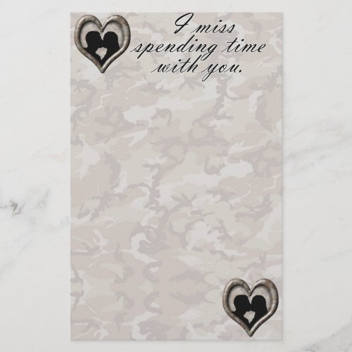 Camouflage Kissing Couple Missing You Stationery