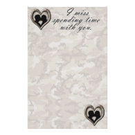 Camouflage Kissing Couple Missing You Stationery