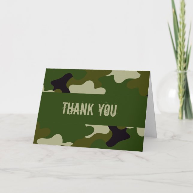 Camouflage Letterpress Thank You Card (Front)