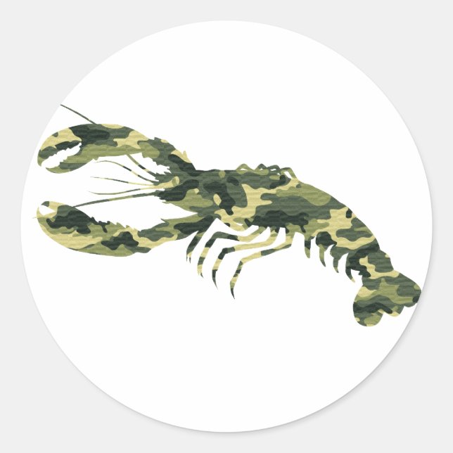Camouflage Lobster Silhouette Classic Round Sticker (Front)