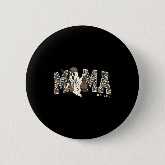 Camouflage Mallard Duck Retro Camo Hunting Mama Ha Button (Front)