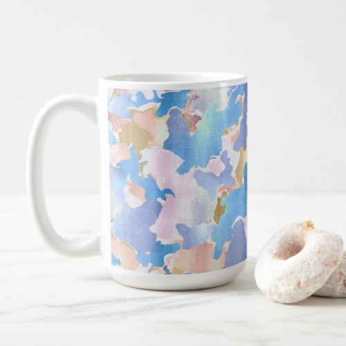 Camouflage Metallic Pink Blue Gold Abstract Coffee Mug