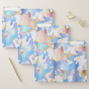 Camouflage Metallic Pink Blue Gold Abstract File Folder