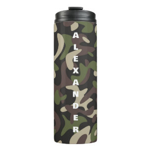 Camouflage Military Brown Green Pattern Custom Thermal Tumbler