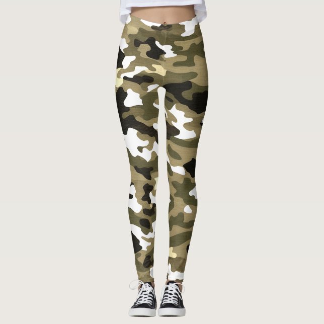 Camouflage Military Style Fatigue GI Design Affect Leggings (Front)