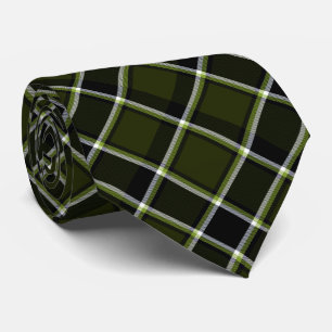 Camouflage Military Style Khaki Plaid Pattern Neck Tie