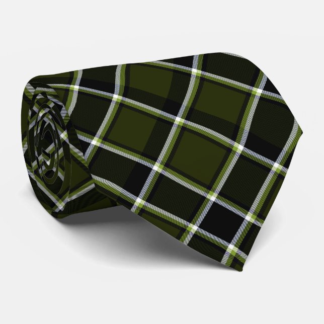 Camouflage Military Style Khaki Plaid Pattern Neck Tie (Rolled)
