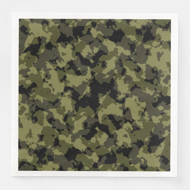Camouflage military style paper dinner napkins (Front)
