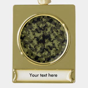 Camouflage military style pattern gold plated banner ornament