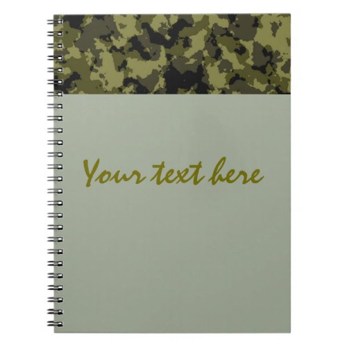 Camouflage military style pattern notebook