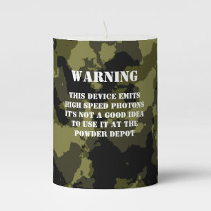 Camouflage Military Style Photon Emitting Pillar Candle